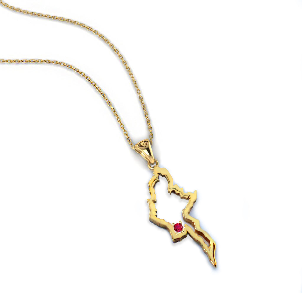 Myanmar Map Necklace Ruby (Large)