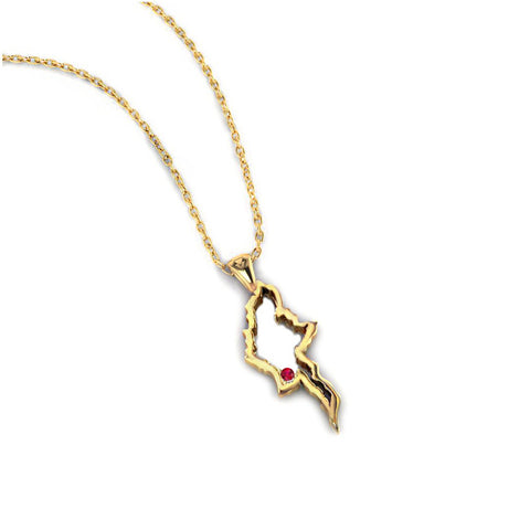 Myanmar Map Necklace Ruby (Small)